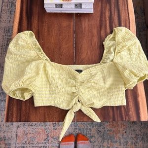 Zara Gingham Crop Top Green